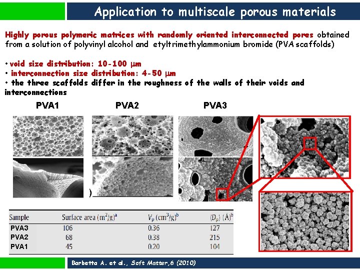 Application to multiscale porous materials Highly porous polymeric matrices with randomly oriented interconnected pores