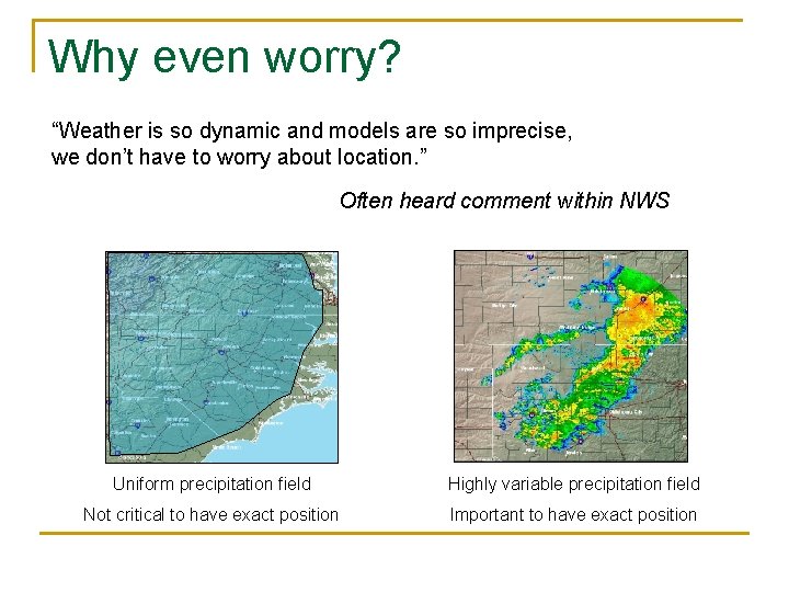 Why even worry? “Weather is so dynamic and models are so imprecise, we don’t