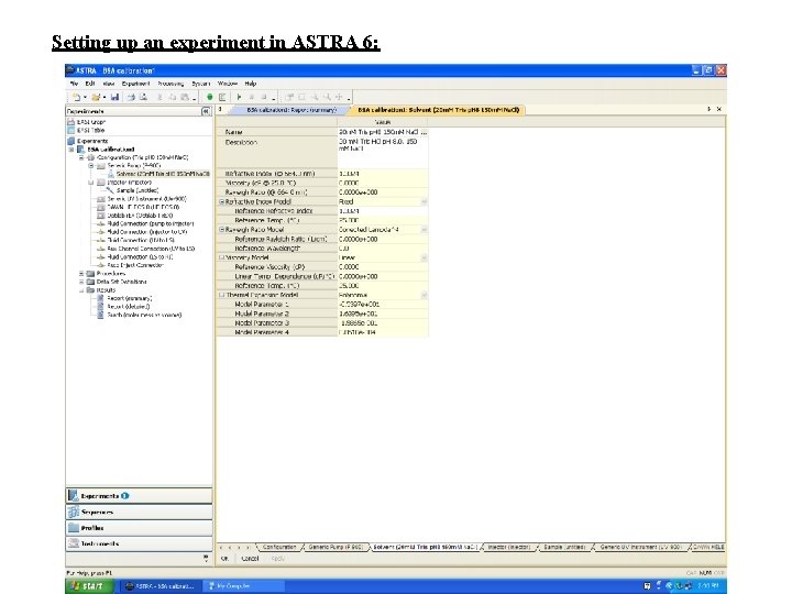 Setting up an experiment in ASTRA 6: 