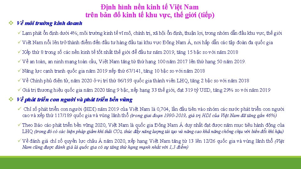 Định hình nền kinh tế Việt Nam trên bản đồ kinh tế khu vực,