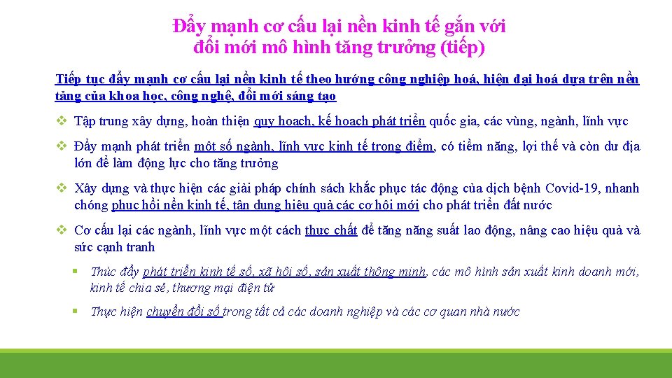 Đẩy mạnh cơ cấu lại nền kinh tế gắn với đổi mới mô hình