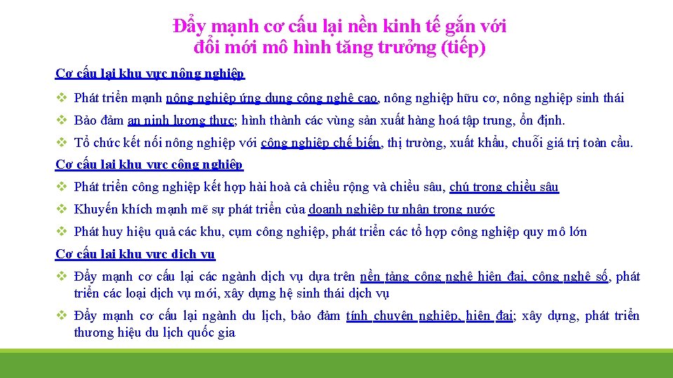 Đẩy mạnh cơ cấu lại nền kinh tế gắn với đổi mới mô hình