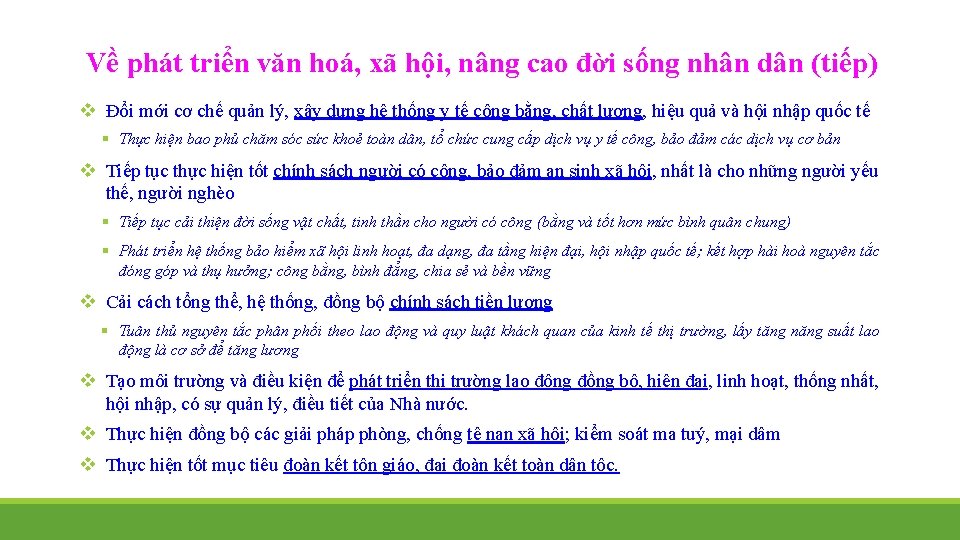 Về phát triển văn hoá, xã hội, nâng cao đời sống nhân dân (tiếp)