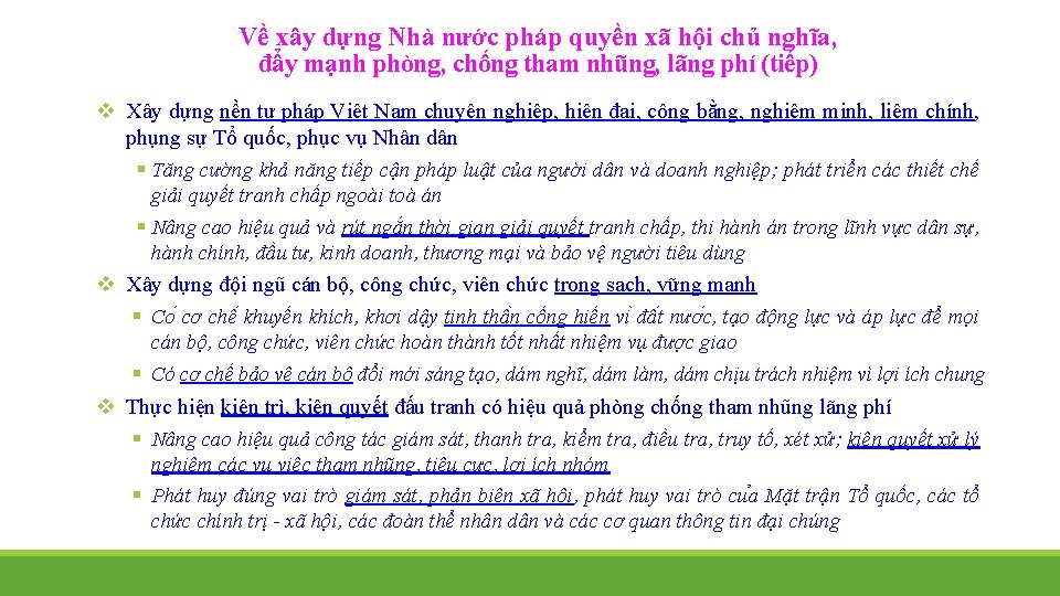 Về xây dựng Nhà nước pháp quyền xã hội chủ nghĩa, đẩy mạnh phòng,