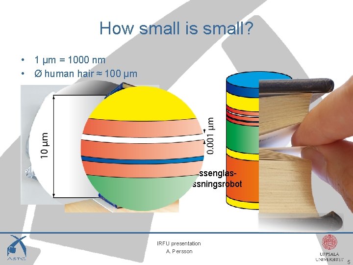 How small is small? • 1 µm = 1000 nm • Ø human hair