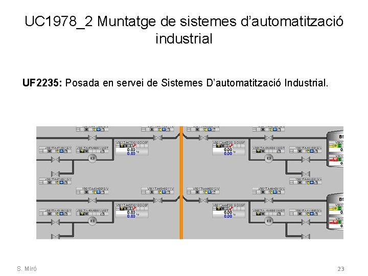 UC 1978_2 Muntatge de sistemes d’automatització industrial UF 2235: Posada en servei de Sistemes