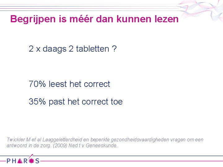 Begrijpen is méér dan kunnen lezen 2 x daags 2 tabletten ? 70% leest