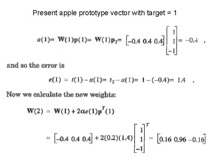 Present apple prototype vector with target = 1 