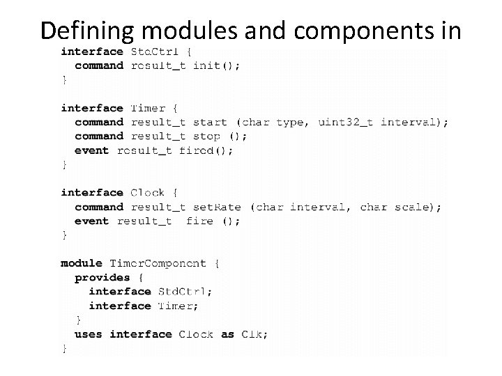 Defining modules and components in nes. C 