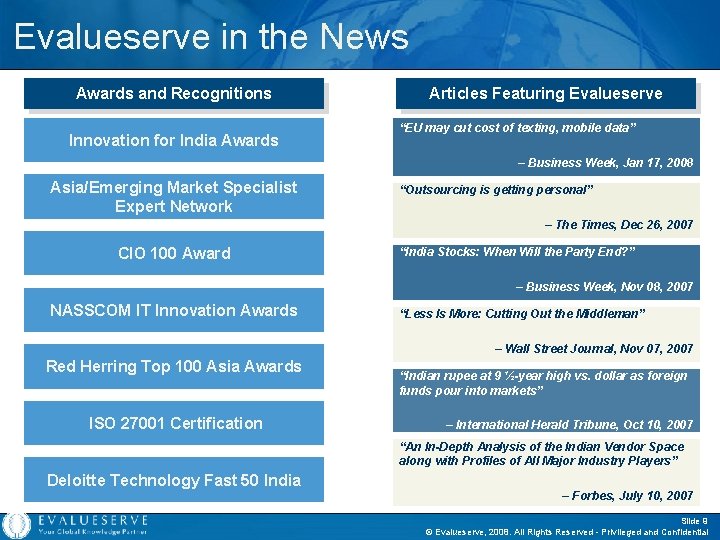 Evalueserve in the News Awards and Recognitions Innovation for India Awards Articles Featuring Evalueserve