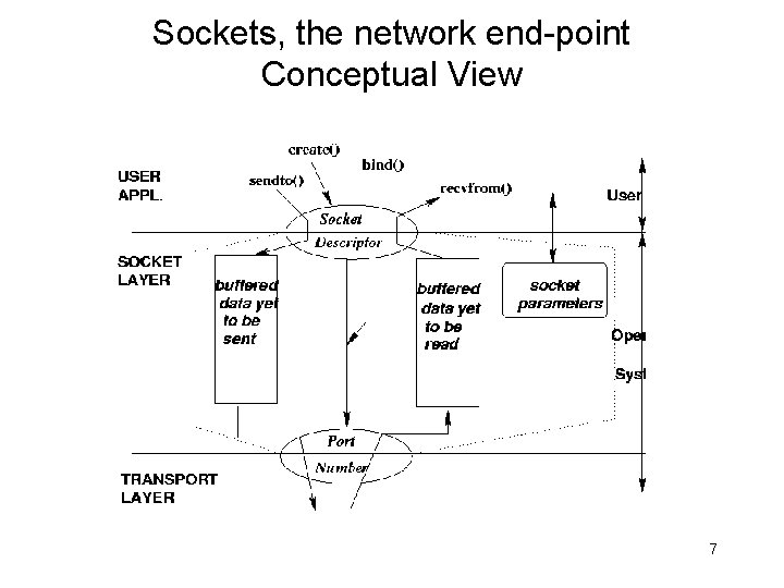 Sockets, the network end-point Conceptual View 7 