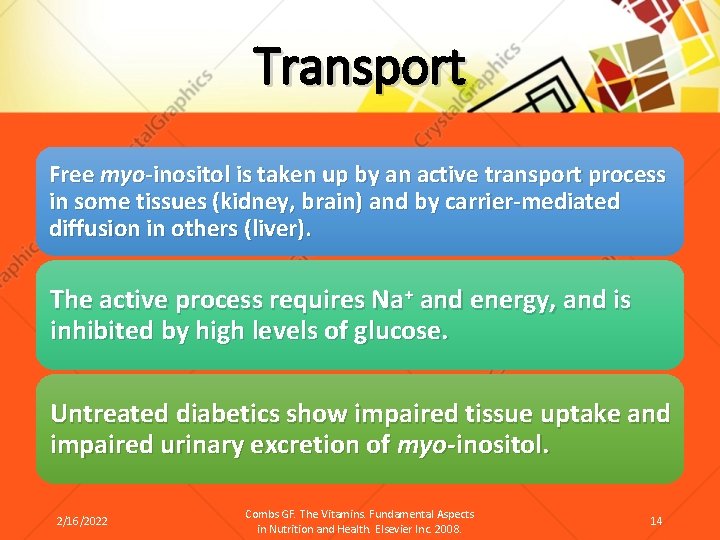Transport Free myo-inositol is taken up by an active transport process in some tissues