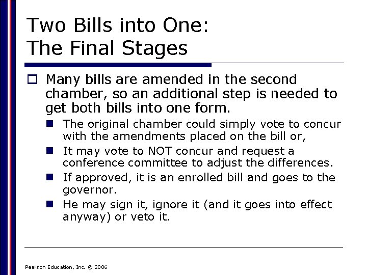Two Bills into One: The Final Stages o Many bills are amended in the