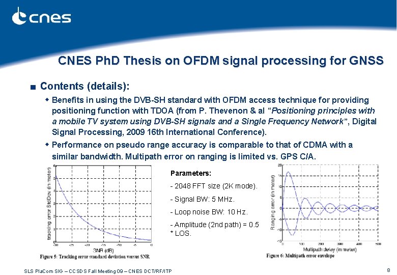 CNES Ph. D Thesis on OFDM signal processing for GNSS ■ Contents (details): w