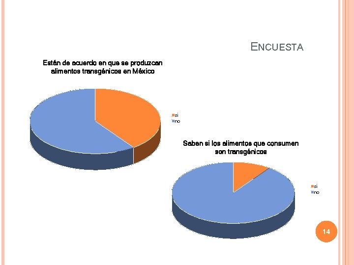 ENCUESTA Están de acuerdo en que se produzcan alimentos transgénicos en México si no