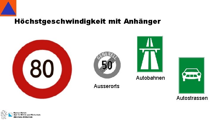 Höchstgeschwindigkeit mit Anhänger Autobahnen Ausserorts Autostrassen 