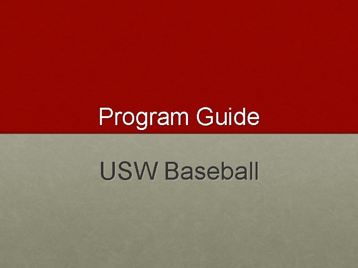 Program Guide USW Baseball 