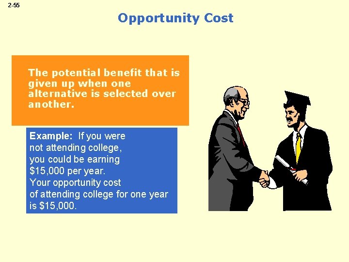 2 -55 Opportunity Cost The potential benefit that is given up when one alternative