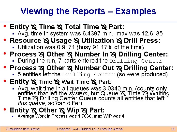 Viewing the Reports – Examples • • • Entity Time Total Time Part: Avg. Viewing the Reports – Examples • • • Entity Time Total Time Part: Avg.