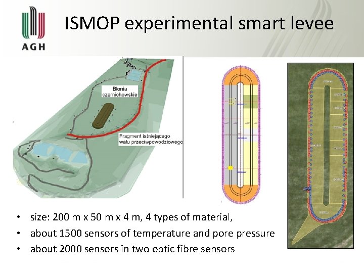 ISMOP experimental smart levee • size: 200 m x 50 m x 4 m,