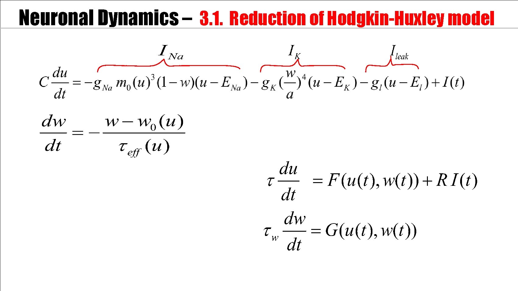 Neuronal Dynamics – 3. 1. Reduction of Hodgkin-Huxley model 