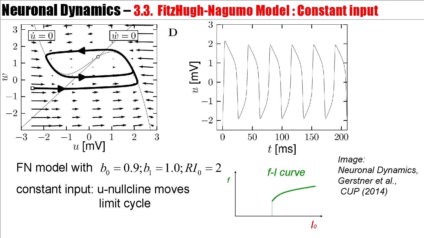 Neuronal Dynamics – 3. 3. Fitz. Hugh-Nagumo Model : Constant input FN model with