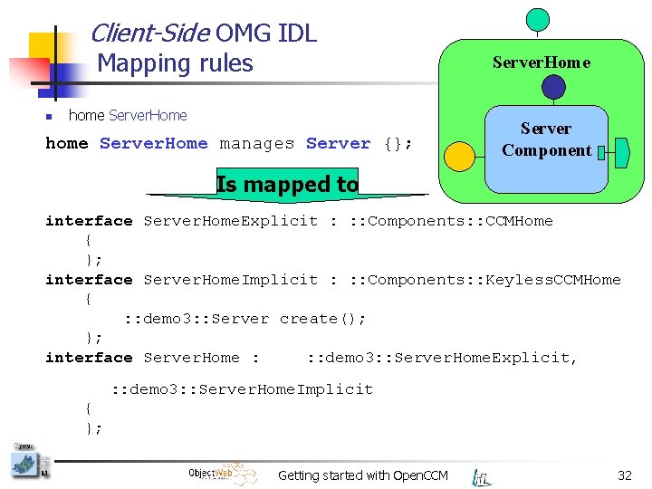 Client-Side OMG IDL Mapping rules n Server. Home home Server. Home manages Server {};