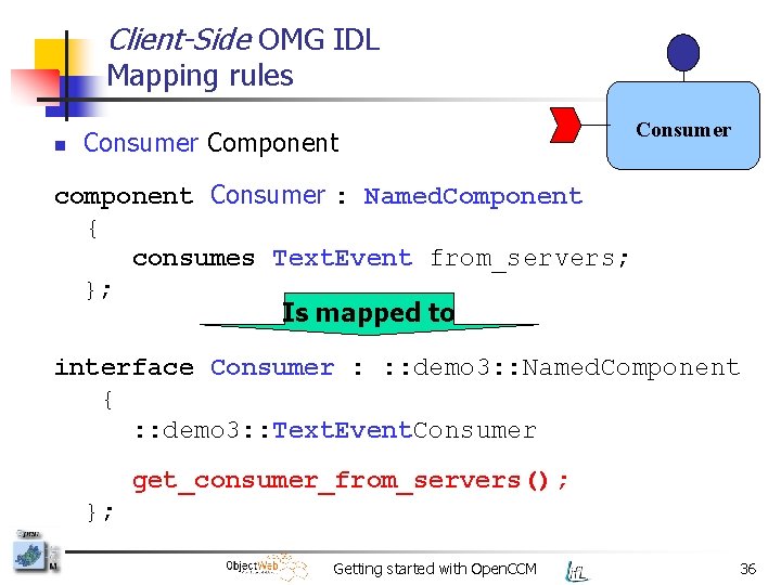 Client-Side OMG IDL Mapping rules n Consumer Component Consumer component Consumer : Named. Component