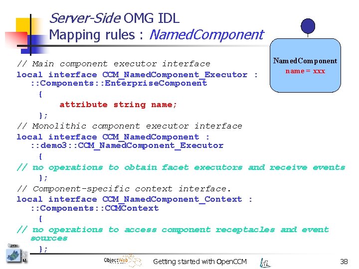 Server-Side OMG IDL Mapping rules : Named. Component // Main component executor interface name