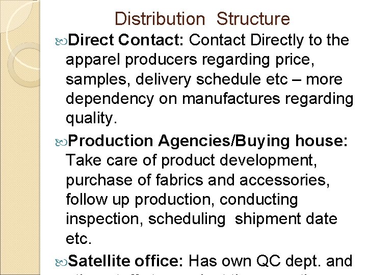 Distribution Structure Direct Contact: Contact Directly to the apparel producers regarding price, samples, delivery