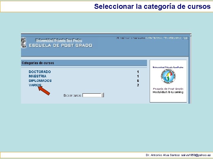 Seleccionar la categoría de cursos Dr. Antonio Alva Santos aalva 1959@yahoo. es 