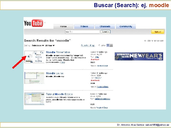 Buscar (Search): ej. moodle Dr. Antonio Alva Santos aalva 1959@yahoo. es 