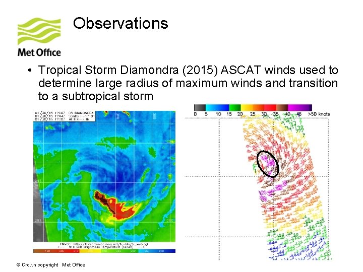 Observations • Tropical Storm Diamondra (2015) ASCAT winds used to determine large radius of Observations • Tropical Storm Diamondra (2015) ASCAT winds used to determine large radius of