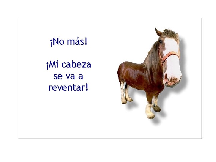 ¡No más! ¡Mi cabeza se va a reventar! 