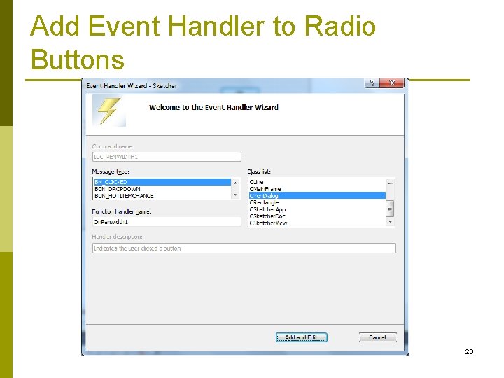 Add Event Handler to Radio Buttons 20 