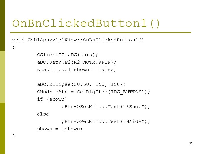 On. Bn. Clicked. Button 1() void Cch 18 puzzle 1 View: : On. Bn.