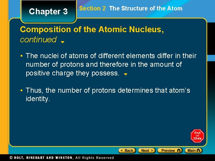 Chapter 3 Section 2 The Structure of the Atom Composition of the Atomic Nucleus,