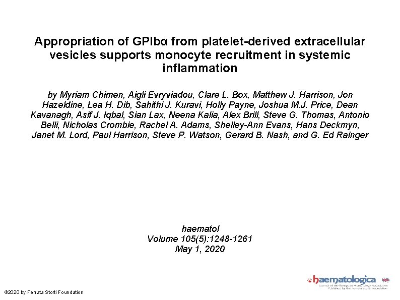 Appropriation of GPIbα from platelet-derived extracellular vesicles supports monocyte recruitment in systemic inflammation by