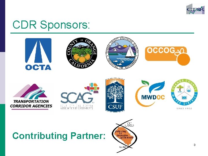 CDR Sponsors: Contributing Partner: 3 