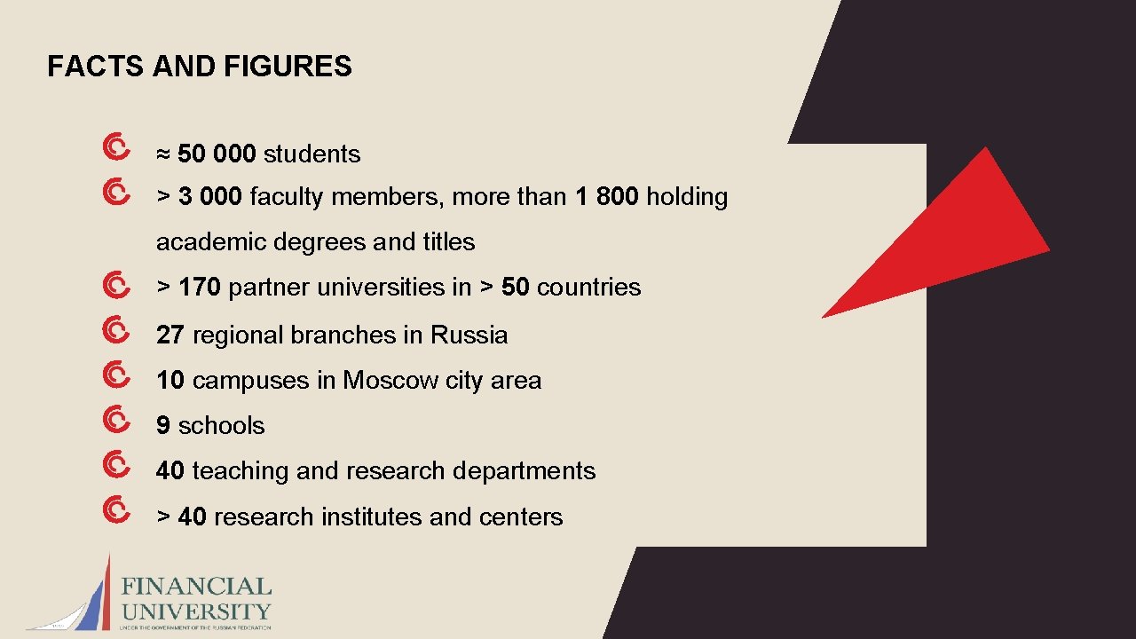 FACTS AND FIGURES ≈ 50 000 students > 3 000 faculty members, more than