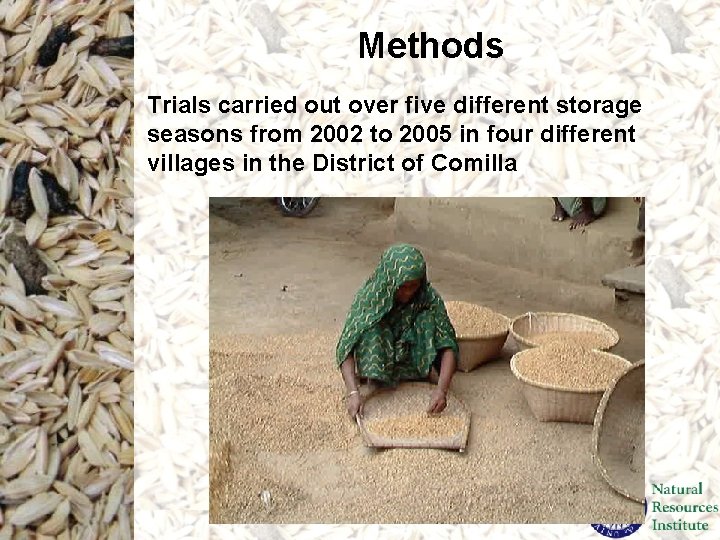 Methods Trials carried out over five different storage seasons from 2002 to 2005 in Methods Trials carried out over five different storage seasons from 2002 to 2005 in