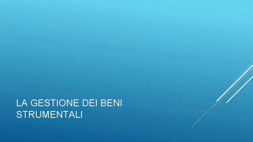 LA GESTIONE DEI BENI STRUMENTALI 