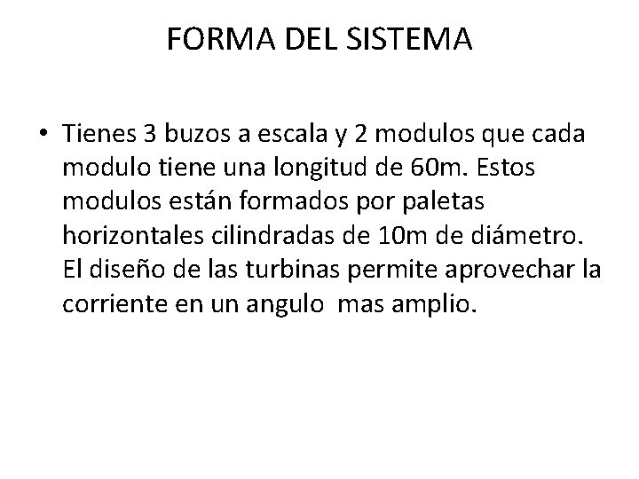 FORMA DEL SISTEMA • Tienes 3 buzos a escala y 2 modulos que cada