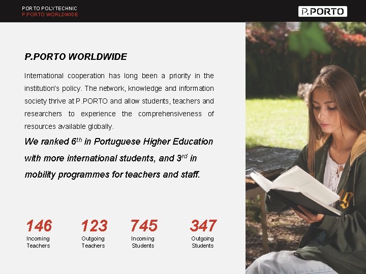 PORTO POLYTECHNIC P. PORTO WORLDWIDE International cooperation has long been a priority in the