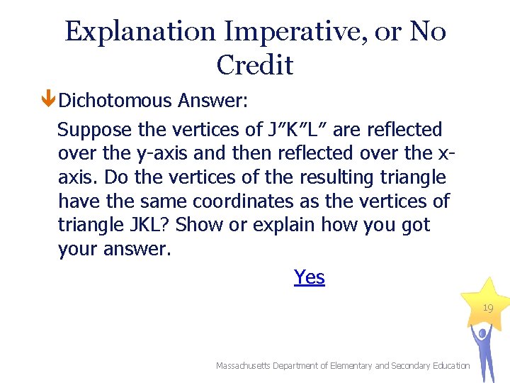 Explanation Imperative, or No Credit Dichotomous Answer: Suppose the vertices of J″K″L″ are reflected