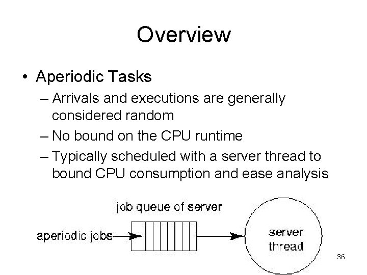 Overview • Aperiodic Tasks – Arrivals and executions are generally considered random – No