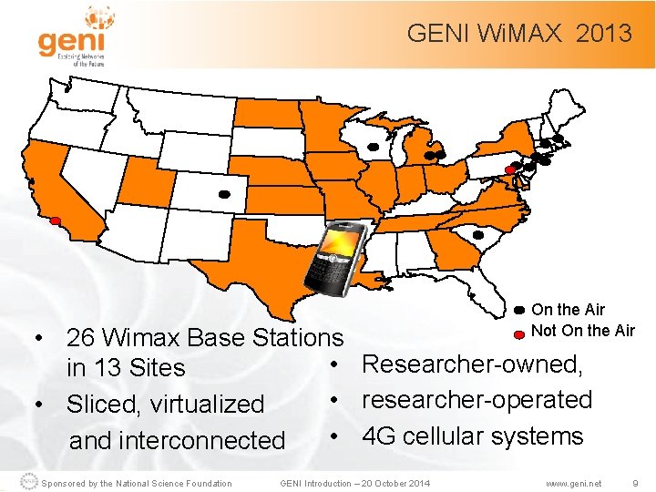 GENI Wi. MAX 2013 On the Air Not On the Air • 26 Wimax