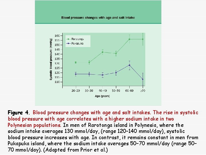 Figure 4. Blood pressure changes with age and salt intakes. The rise in systolic
