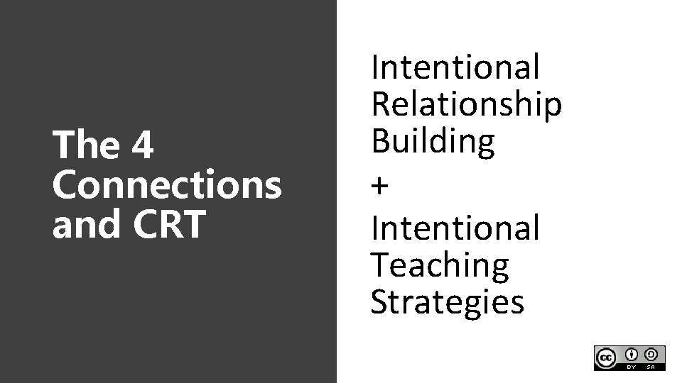 The 4 Connections and CRT Intentional Relationship Building + Intentional Teaching Strategies 