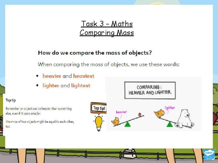 Task 3 – Maths Comparing Mass 